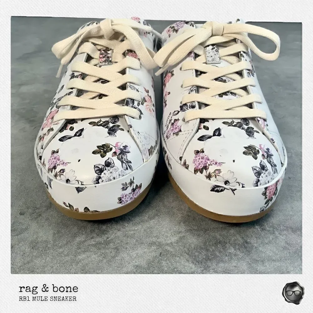 RAG & BONE RB1 MULE SLIP ON PATFORM SNEAKER IN GARDEN FLORAL WOMEN’S SIZE 7.5